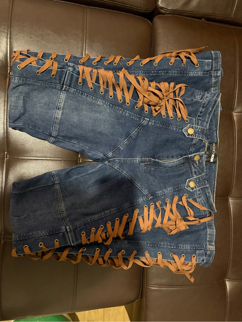 Stretch Laced Bootcut Jeans and High Neck Faux Top